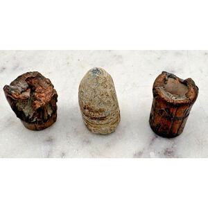 Three Antique Civil War Lead Bullet Minie Balls Old Relics Artifacts